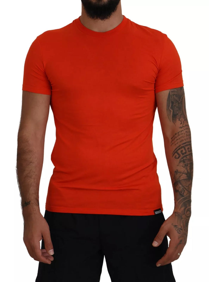 Dsquared² Orangefarbenes Modal-T-Shirt mit Rundhalsausschnitt und kurzen Ärmeln