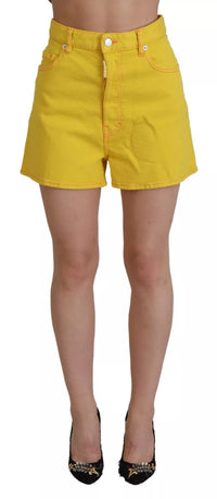Dsquared² Yellow Cotton High Waist Baggy Women Hotpants Shorts