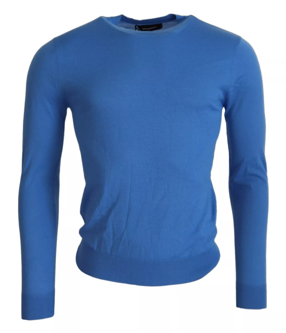 Dsquared² Blauer Pullover aus Wolle mit langen Ärmeln und Rundhalsausschnitt
