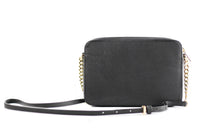 Michael Kors Jet Set Large East West Saffiano Leather Crossbody Bag Handbag (Black Solid/Gold Hardware)