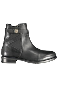 Tommy Hilfiger Black Leather Women Boot