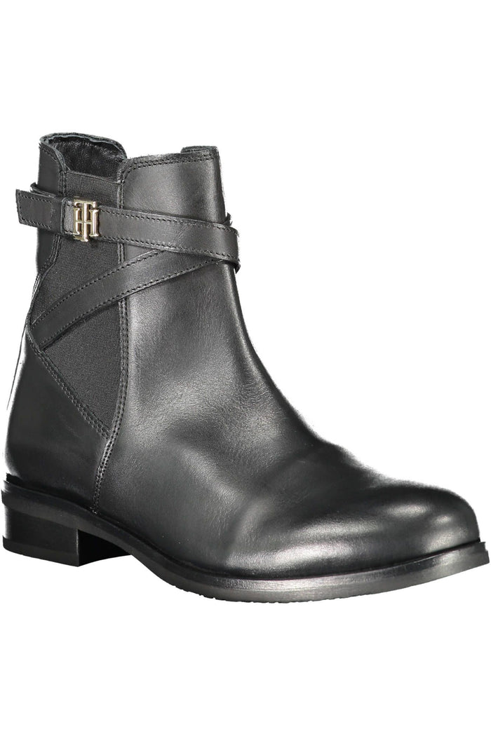 Tommy Hilfiger Black Leather Women Boot