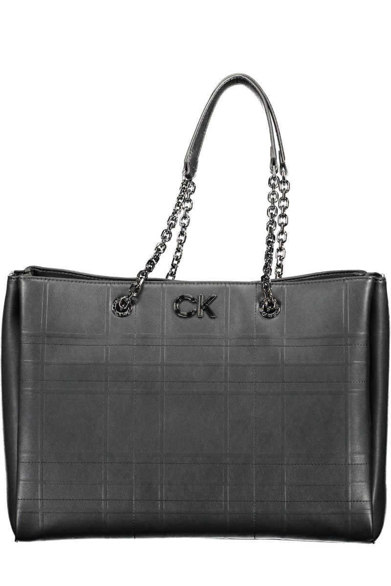 Calvin Klein Chic Black Dual-Handle Chain Shoulder Bag