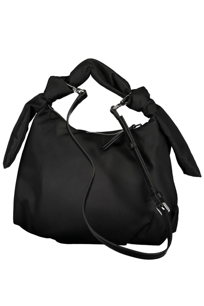 Calvin Klein Sleek Black Polyester Handbag With Contrast Details