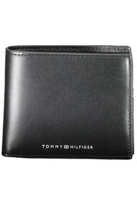 Tommy Hilfiger Elegant Black Leather Dual-Compartment Men's Wallet