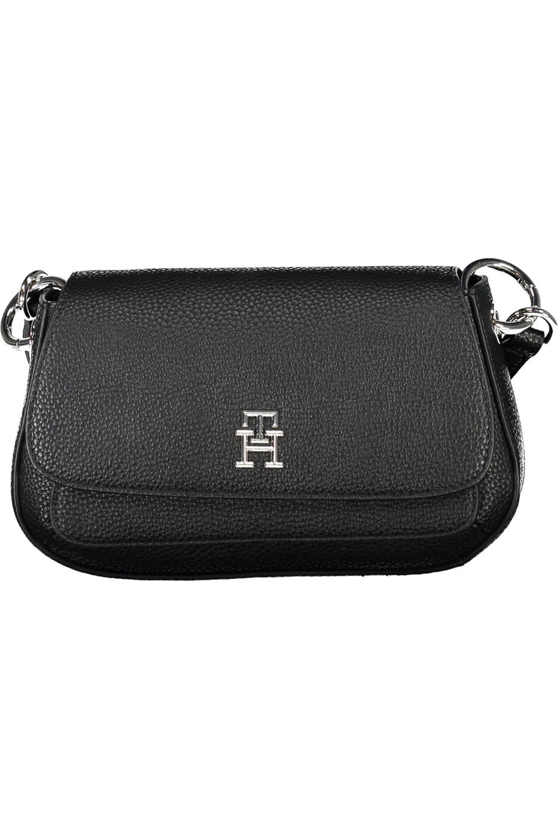 Tommy Hilfiger Elegant Black Shoulder Bag with Logo Clasp