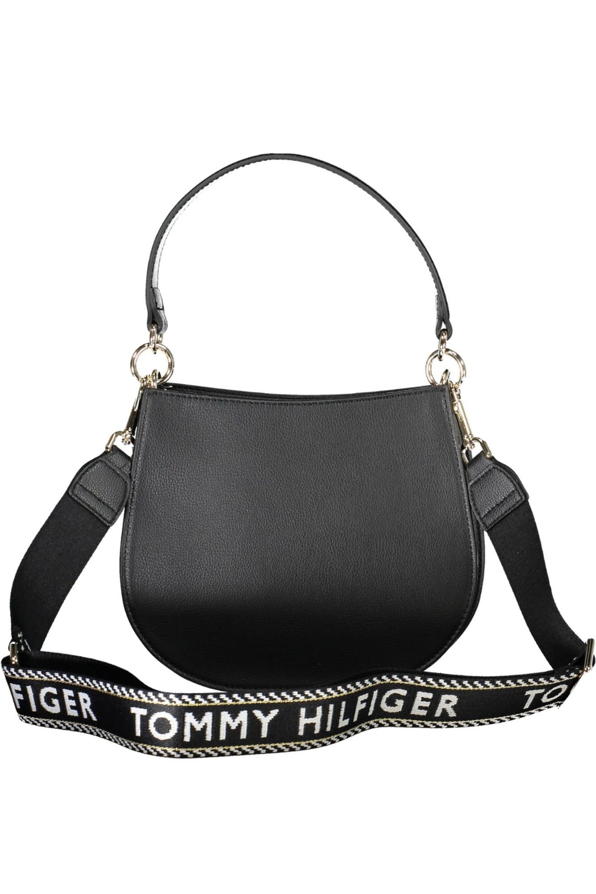 Tommy Hilfiger Elegant Black Handbag with Contrasting Details