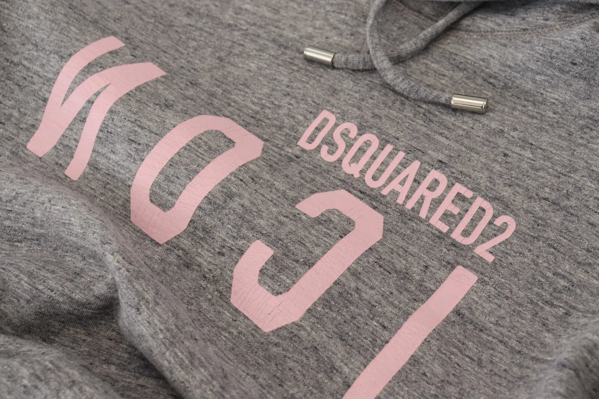 Dsquared² Gray Cotton Hooded Printed Men Pullover Sweater