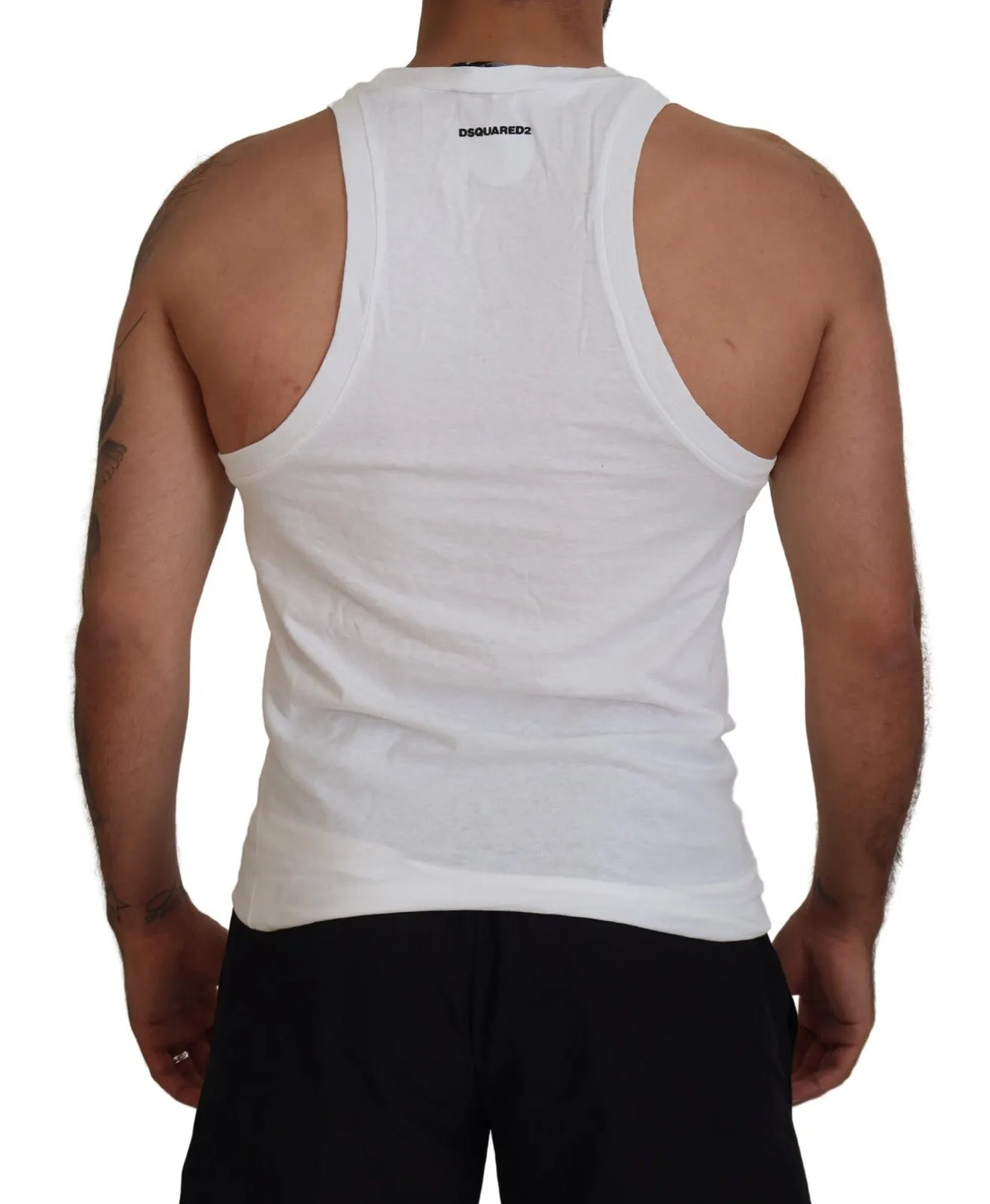 Dsquared² – Ärmelloses Tank-T-Shirt aus Baumwollleinen in Weiß