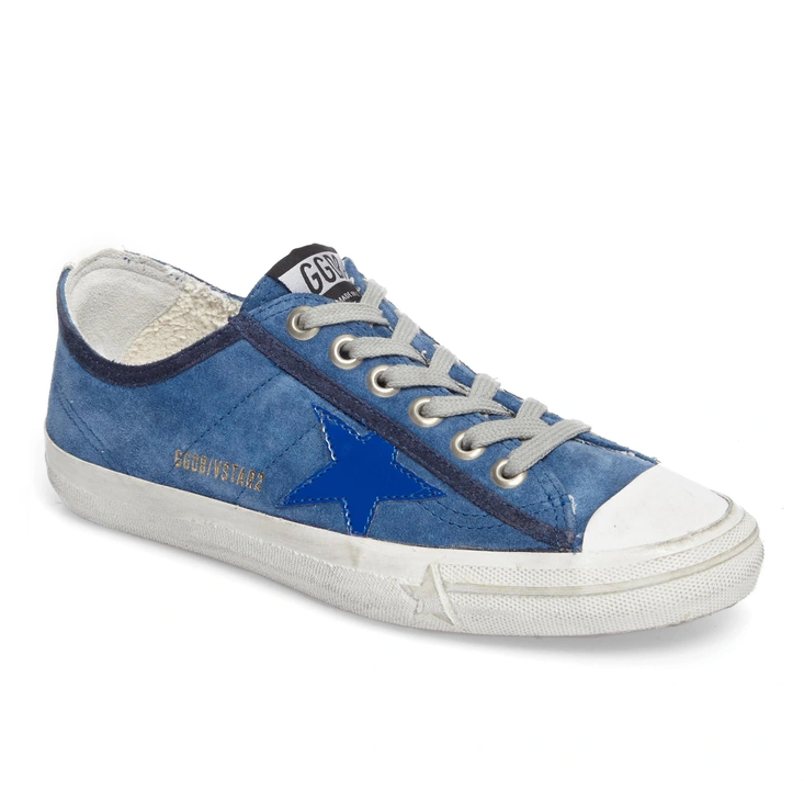 Golden Goose Chic Blue Suede Low-Top Sneakers