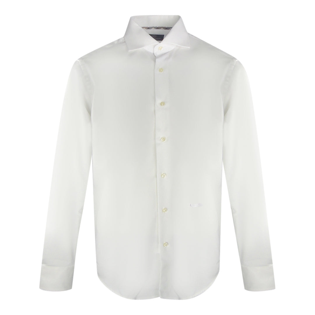 Aquascutum Plain Long Sleeve White Shirt