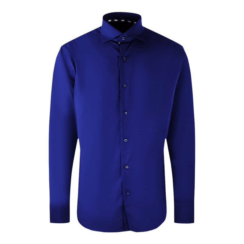 Aquascutum Plain Branded Logo Long Sleeve Dark Blue Shirt