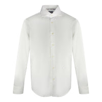 Aquascutum Branded Plain Long Sleeve White Shirt