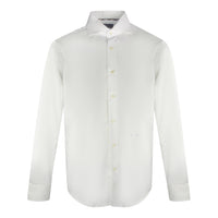 Aquascutum Embroidered Logo Long Sleeve White Shirt