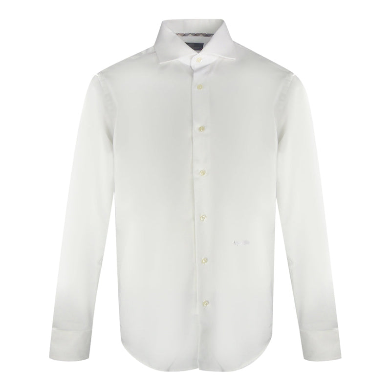 Aquascutum Embroidered Logo Long Sleeve White Shirt