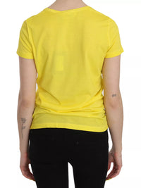 Dsquared² Gelbe Bluse mit Rundhalsausschnitt und kurzen Ärmeln