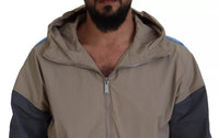 Dsquared² Brown Gray Sleeves Hooded Full Zip Jacket