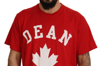 Dsquared² Rotes bedrucktes Baumwoll-T-Shirt mit kurzen Ärmeln und Rundhalsausschnitt