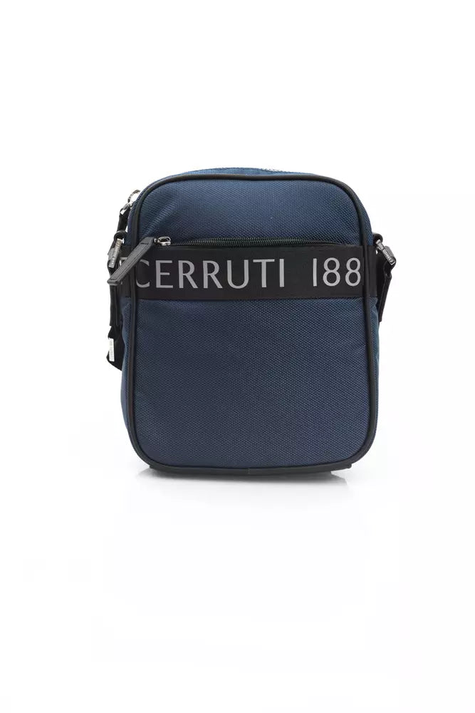 Cerruti 1881 Elegant Blue Nylon-Leather Messenger Bag