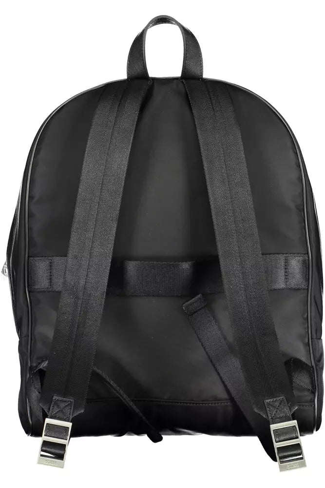 Guess Jeans Sleek Black Nylon Backpack with Laptop Compartment