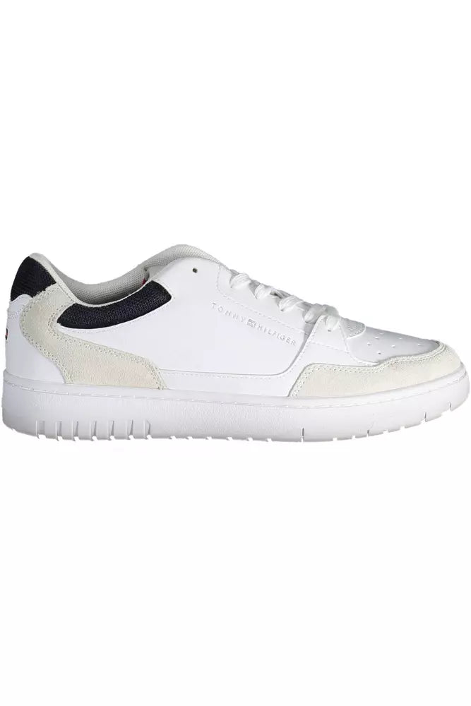 Tommy Hilfiger Sleek White Lace-Up Sneakers with Logo Detail