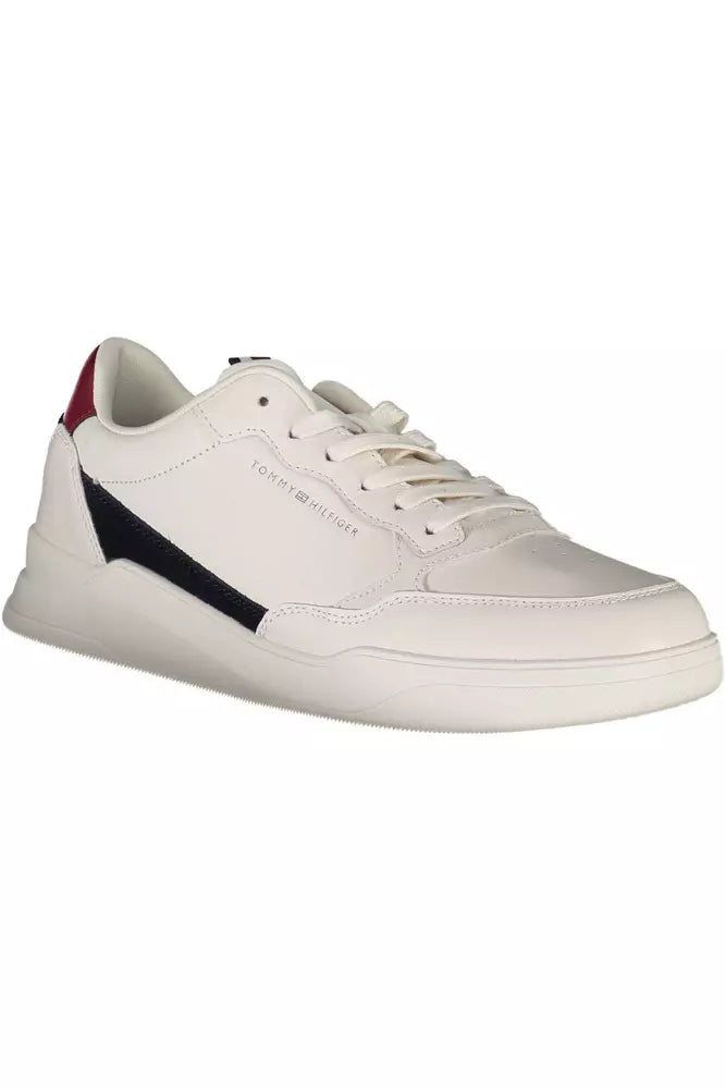 Tommy Hilfiger Chic White Lace-Up Sneakers with Contrasting Accents