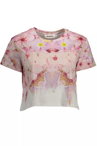 Desigual Chic Pink Embroidered Cotton Tee