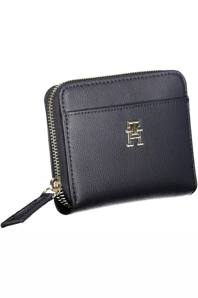 Tommy Hilfiger Elegant Blue Zip Wallet with Contrasting Details