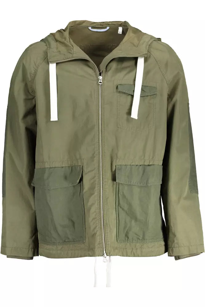 Gant Elegant Green Cotton Blend Hooded Jacket