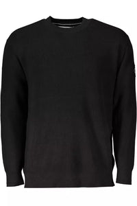 Calvin Klein Elevated Black Cotton Sweater with Logo Detail