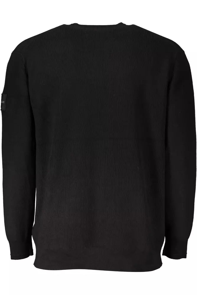 Calvin Klein Elevated Black Cotton Sweater with Logo Detail