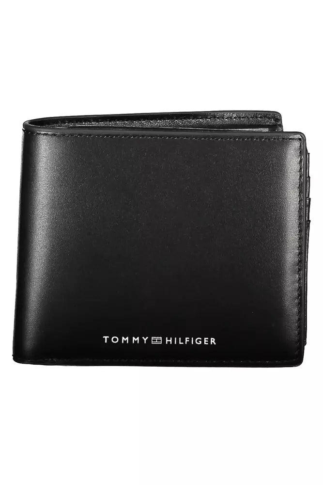 Tommy Hilfiger Sleek Black Leather Wallet with Coin Purse