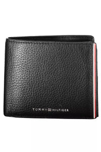 Tommy Hilfiger Sleek Black Leather Dual Compartment Wallet