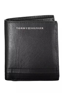 Tommy Hilfiger Sleek Black Leather Wallet with Coin Purse