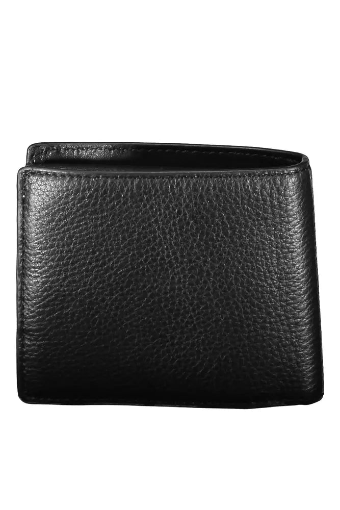 Tommy Hilfiger Sleek Black Leather Dual Compartment Wallet