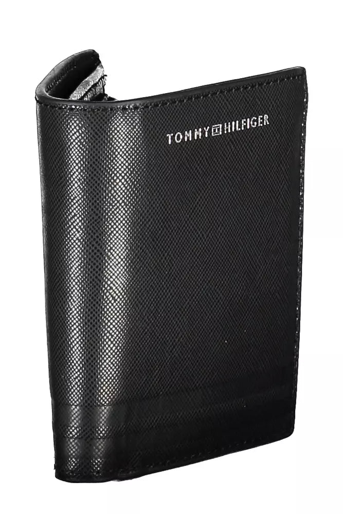 Tommy Hilfiger Sleek Black Leather Wallet with Coin Purse