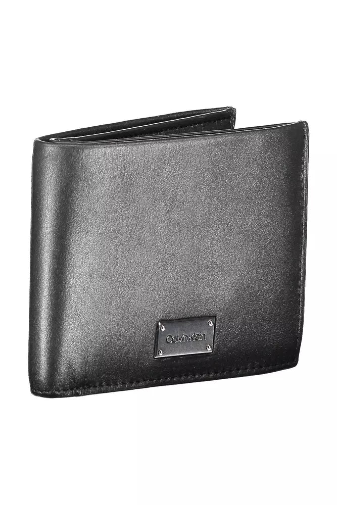 Calvin Klein Sleek Black Leather Dual-Compartment Wallet