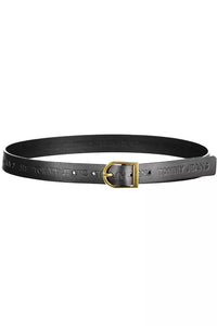 Tommy Hilfiger Elegant Black Leather Belt with Metal Buckle