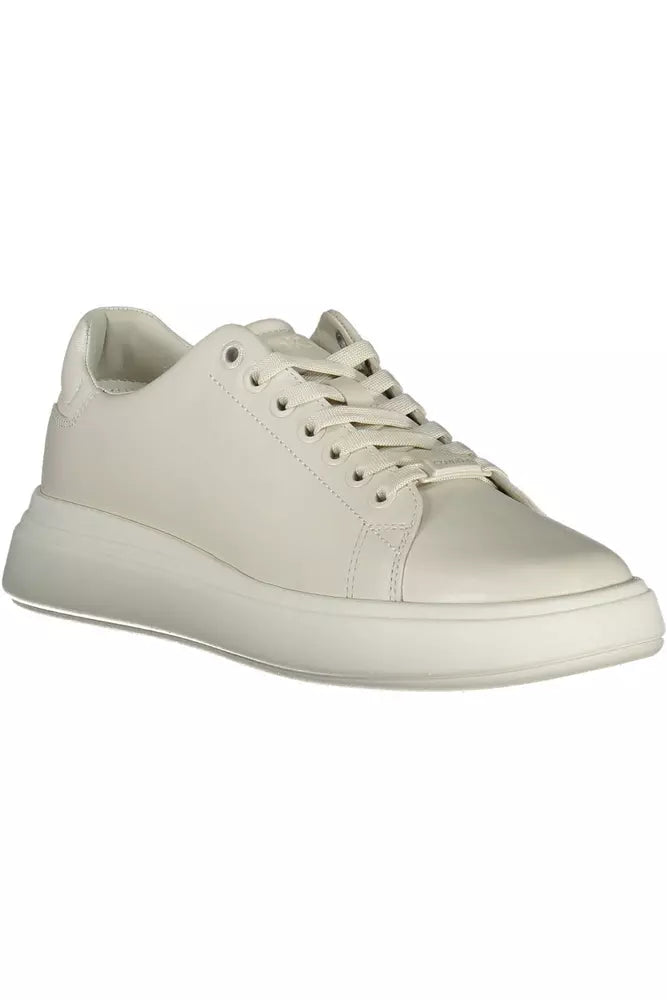 Calvin Klein Beige Leather Women Sneaker