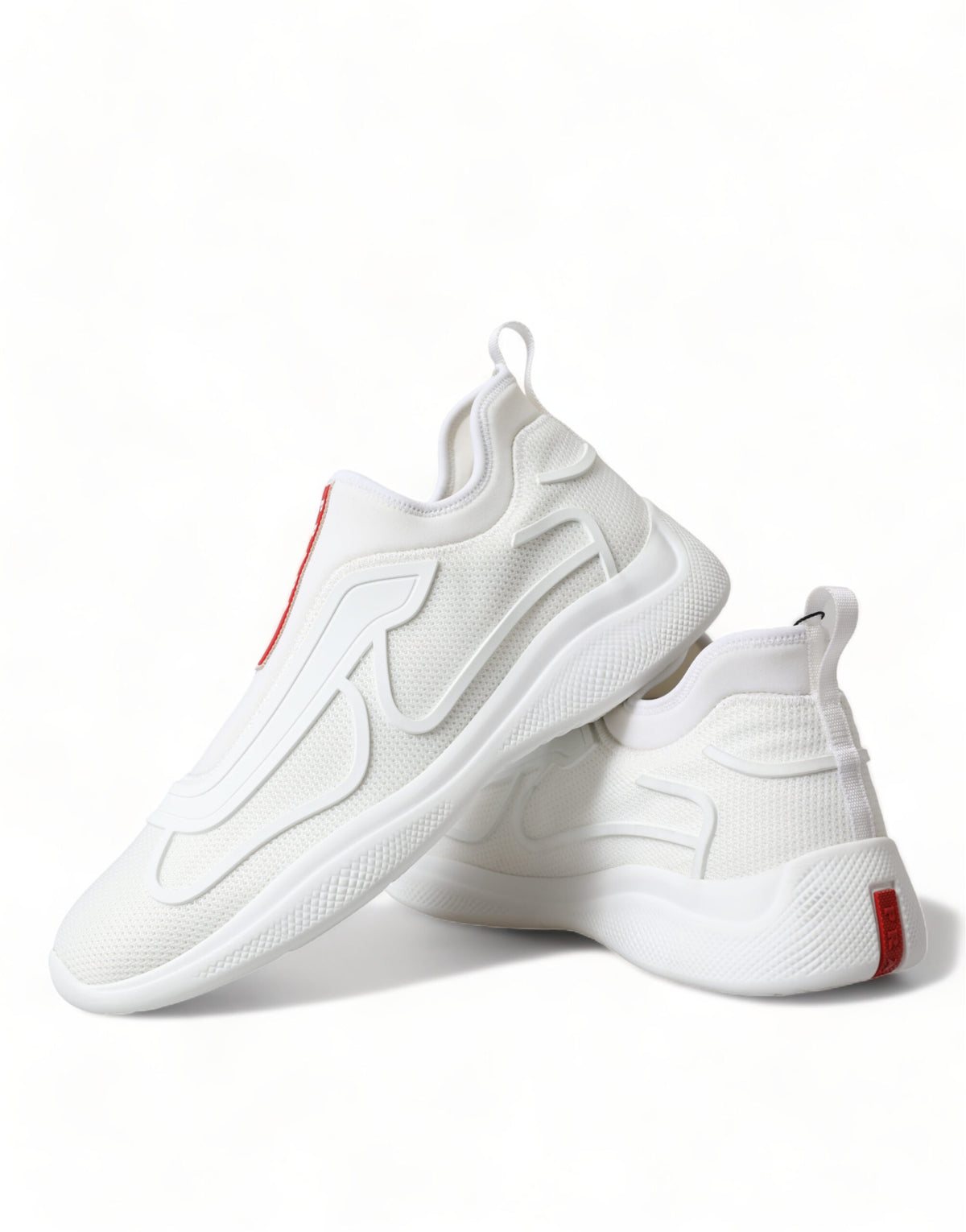 Prada Elevate Your Style with Sleek White Knit Sneakers