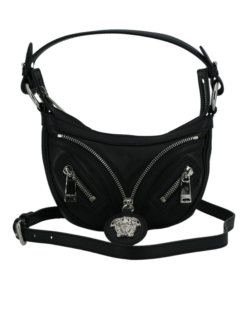 Versace Elegant Black Mini Hobo Shoulder Bag