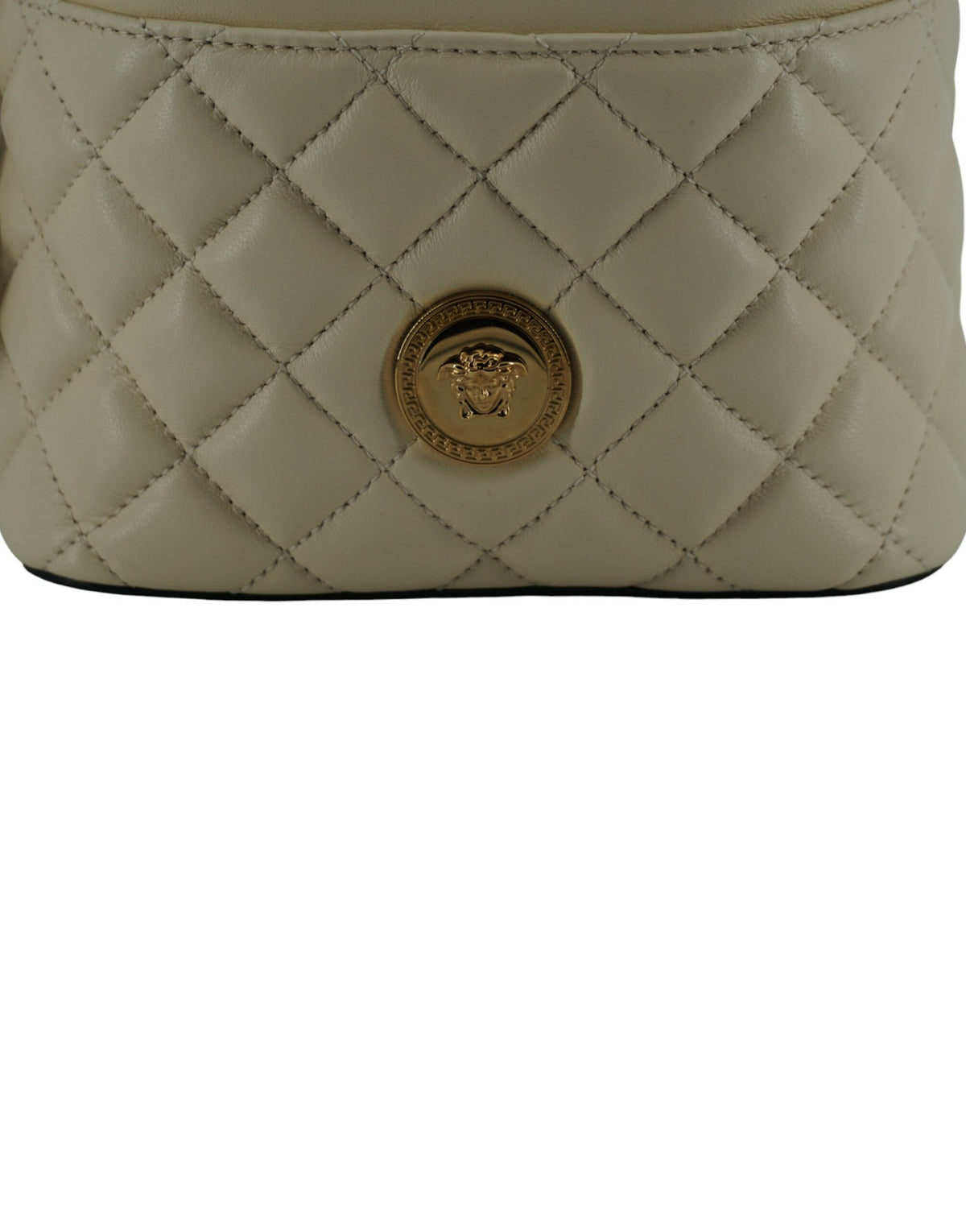 Versace Elegant Small White Leather Bucket Shoulder Bag