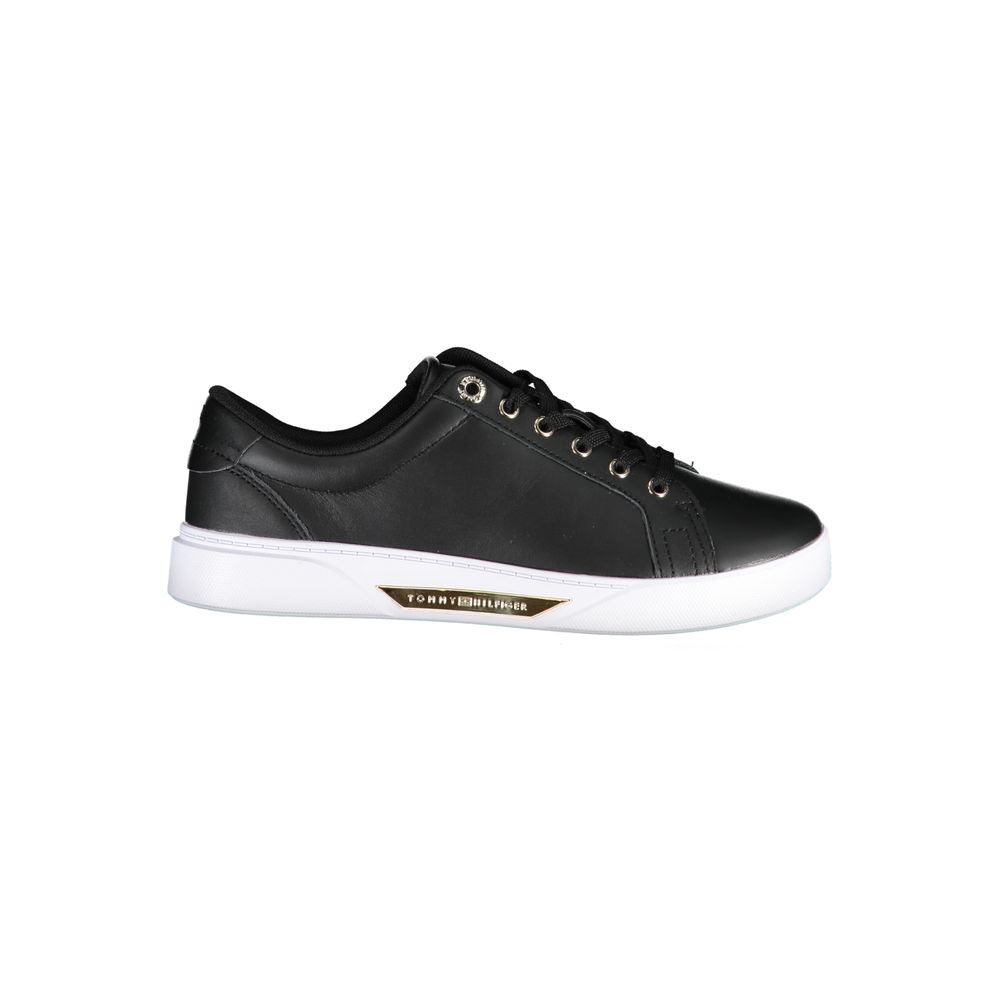 Tommy Hilfiger Black Leather Women Sneaker