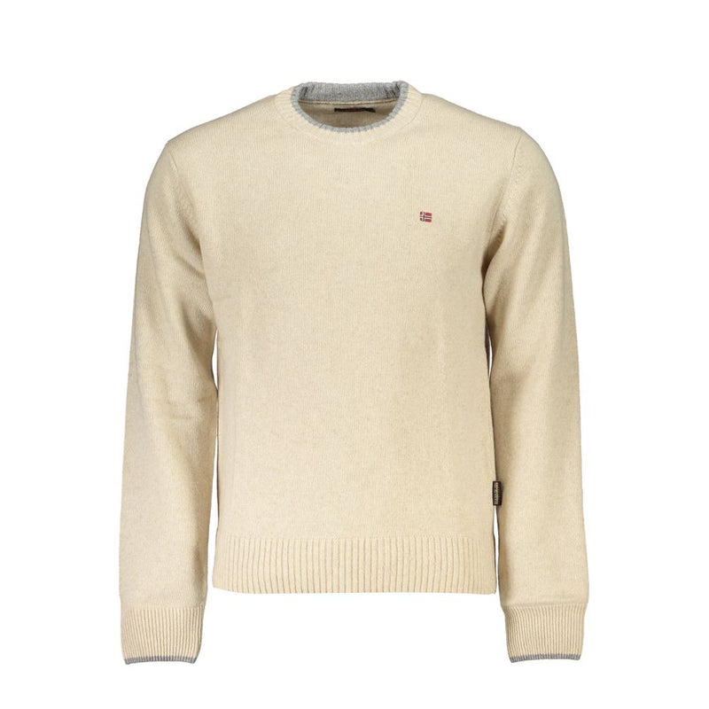 Napapijri Beige Crew Neck Embroidered Sweater