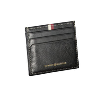 Tommy Hilfiger Sleek Black Leather Card Holder with Contrast Detail