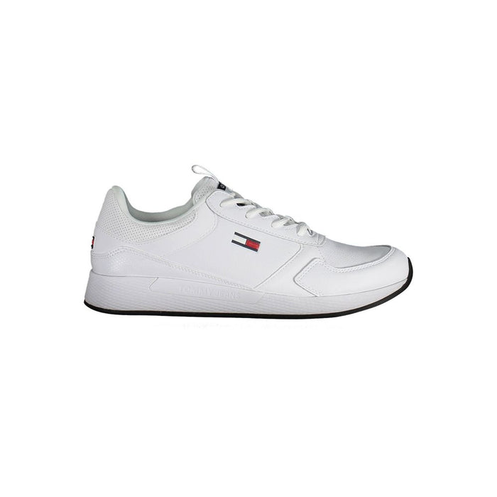 Tommy Hilfiger Sleek White Lace-Up Sneakers with Contrast Detail