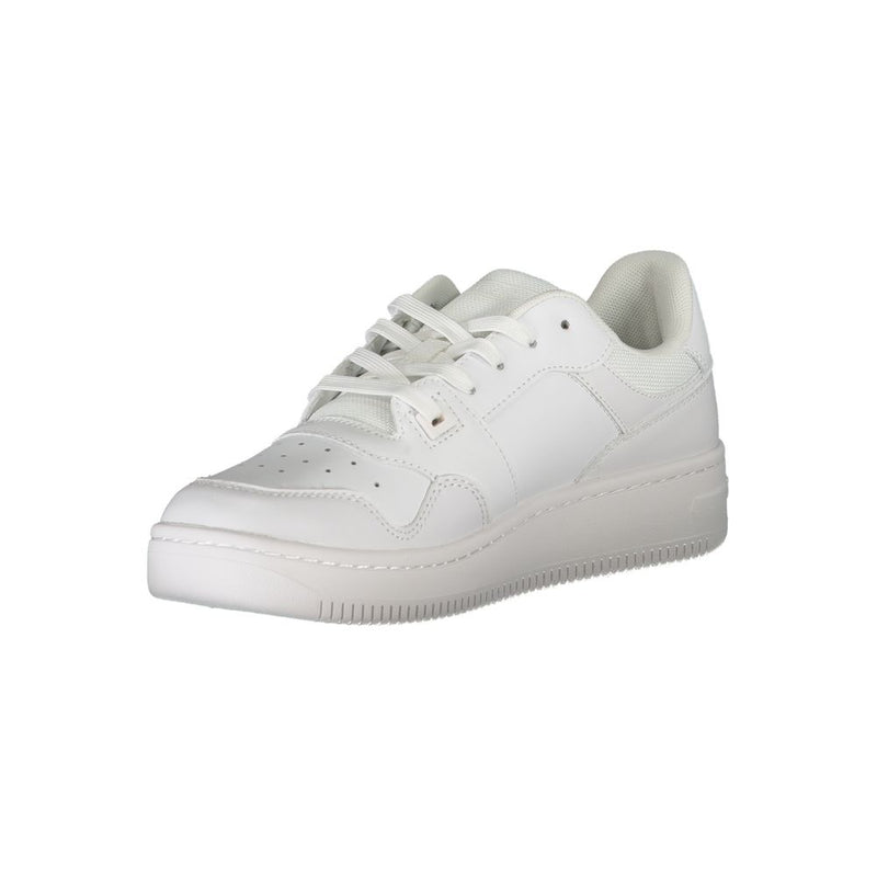 Tommy Hilfiger Classic White Lace-Up Sneakers with Contrast Accents