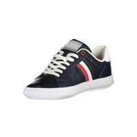 Tommy Hilfiger Sleek Blue Lace-Up Sneakers with Contrast Details