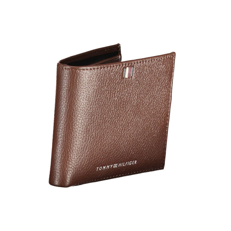 Tommy Hilfiger Sleek Brown Leather Wallet with Contrast Details