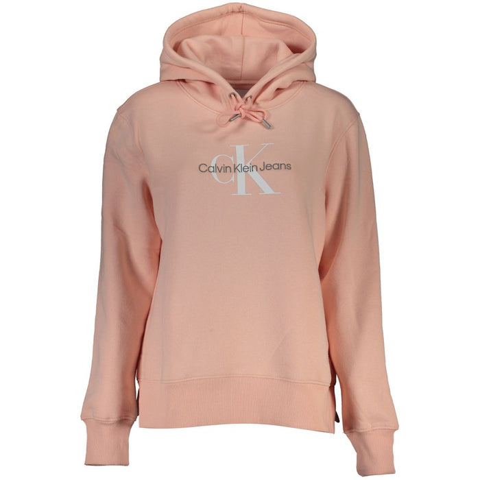 Calvin Klein Chic Pink Fleece Hooded Sweatshirt with Logo Embroidery